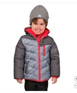 Snozu Boys Girls Jacket Gray Grey Red Puffer Hat Pockets Inner Bib Heavy... - $834.40 MXN