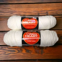 2 Full Skeins Red Heart 4-Ply Knit &amp; Crochet Yarn - Color 1 White - 100% Orlon - £6.41 GBP