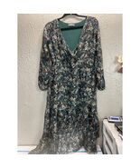 ELENA BALDI V-Neck Empire Floral Hi-low Midi Dress Green Women's Size Small - $793.65 MXN