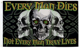 Pirate &quot;Every man dies&quot; flag 3x5&#39; new Skull by Flag Joint gasparilla pirate 100D - £12.53 GBP