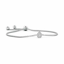 Authenticity Guarantee 
ANGARA Pear-Shaped Diamond Halo Bolo Bracelet for Wom... - £668.34 GBP