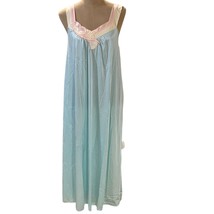 Vintage Vanity Fair Baby Blue Pastels Full Length Nightgown Medium Petite 10/12 - £26.26 GBP