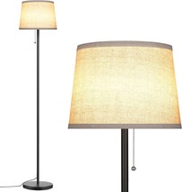 Modern Standing Floor Lamp Contemporary Living Room Reading Black Pull Chain New - £30.92 GBP