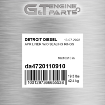 DA4720110910 Apr Liner W/O Sealing Rings Fits Detroit Diesel (New Aftermarket) - $216.82