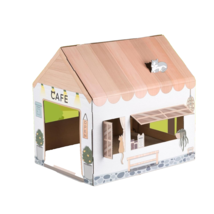 Cardboard Cat House w Scratch Pad Cat Bed for Indoor Cats -The Cat Café NEW - £25.72 GBP