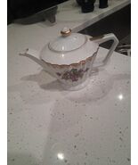 Vintage Tea Pot Unbranded Hand Painted Floral Gold Trim - $26.64