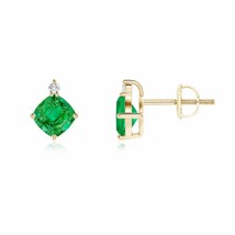 Authenticity Guarantee 
ANGARA 5MM Emerald Stud Earrings with Diamond Accent ... - £1,101.98 GBP