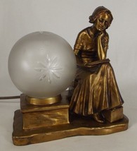 Antique Bronzed Lamp Jennings Brothers Jb Statue Globe Starburst Light Signed - £551.27 GBP