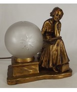 antique Bronzed LAMP JENNINGS BROTHERS JB statue globe starburst light S... - $684.99