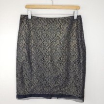Ann Taylor Factory | Gold Lace Overlay Skirt, Womens Size 8 - £19.12 GBP