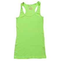 Ribbed Tank Top Womens L 11-13 Scoop Racerback Stretch Neon Green No Boundaries - £5.43 GBP