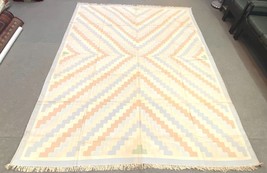 9x12 White-Copper Handmade Cotton Flat-weave  SCANDINAVIAN Kilim Turkish Rug New - £612.16 GBP
