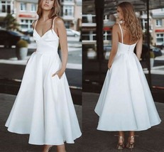  Satin Short Wedding Dresses Ankle Length Bridal Gowns - $159.90