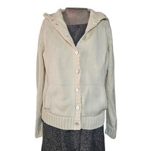 Cream Button Up Knit Cardigan Sweater Size Large - £27.26 GBP