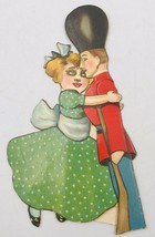 Antique Raphael Tuck &amp; Sons Die Cut Stand-Up Girl Hugging Queen&#39;s Guard 6&quot;x3.5&quot; - £14.79 GBP