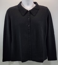 Women Jumper Black Cardigan Collar Button Down Sweater XL - €11,01 EUR