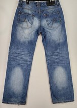 Rocawear Jeans Mens 38 Blue Denim Distressed Original Fit Streetwear Pants - $39.59