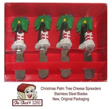 Christmas Palm Tree Cheese Spreaders Stainless Blade Resin Handle - $9.95
