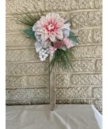 Christmas Cemetery Cross: Pink grave flowers, Winter Grave  - $26.00