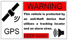 Vehicle Anti Theft GPS + Car Alarm System Warning Stickers / 6 Pack + FR... - $5.35
