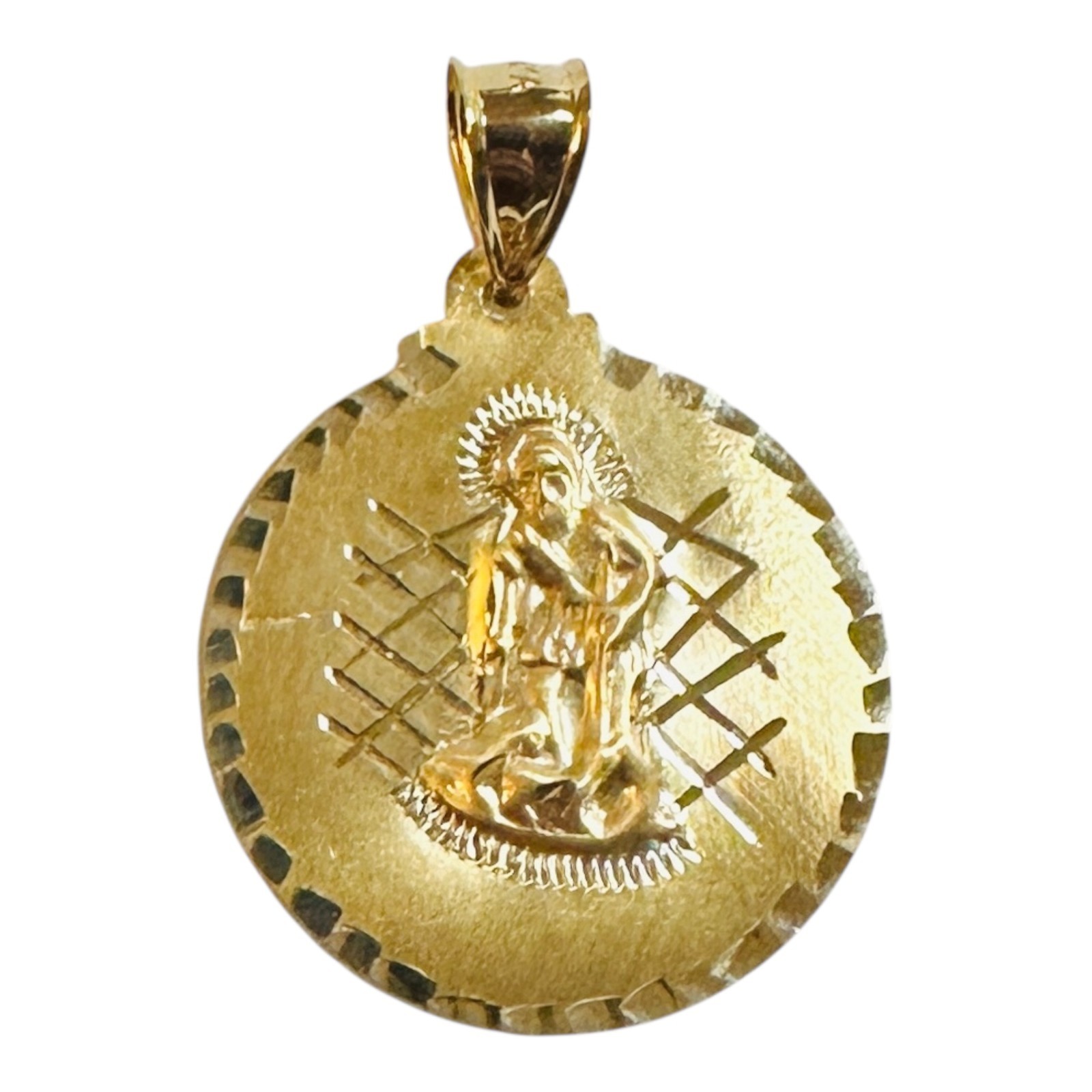 14 Karat Yellow Gold Saint Lazarus &quot;San Lazaro&quot; 22.7mm (0.89&quot; Diameter) ... - $389.00
