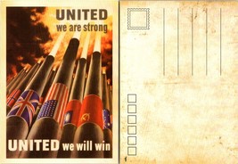 American Reprint United We Are Strong Win United Kingdom Patriotic Postcard - $9.40