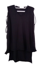 XIZI black knit top with laced sleeves, Size L - $9.89