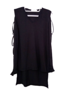 XIZI black knit top with laced sleeves, Size L - £7.83 GBP