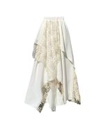 Women fashion white silk floral A-line skirts - $38.45