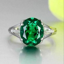 2.00 Carat Oval Cut Green Emerald Wedding Engagement Ring 14k White Gold Finish  - £74.72 GBP