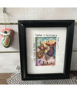 Lewis Signed Art Angel Ornament 4&quot; Gal Pal Best Friends wood Framed Deco... - $65.64 CAD