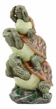 Whimsical Acrobatic See Hear Speak No Evil Turtles Totem Statue Wise Tor... - $23.99