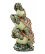 Whimsical Acrobatic See Hear Speak No Evil Turtles Totem Statue Wise Tor... - $32.91 CAD