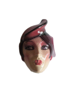 Vtg 80&#39;s Clay Art USA Hand Painted Ceramic Art Deco Lady Wall Mask w/ Ta... - $460.08 MXN