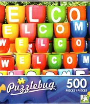 Colorful "Welcome" Pots - 500 Piece Jigsaw Puzzle Puzzlebug - $14.84