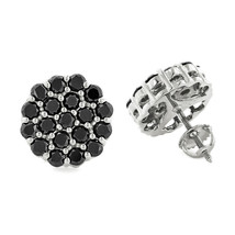 Gift 1Ct Round Lab-Created Black Diamond Cluster Stud Earrings in 925 Silver - £85.84 GBP