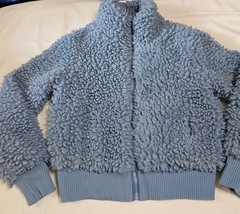 Cyn &amp; Luca Faux Blue Sherpa Bomber Jacket Short Zip-Up Coat Women&#39;s Medium - $22.00