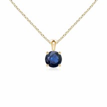 Angara Natural 4mm Blue Sapphire Pendant Necklace in 14K Yellow Gold for Women - £350.16 GBP