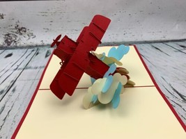 Red Airplane 3D Pop Up Card for All Occasions Birthday Congratulations - £10.12 GBP