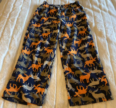 Carters Boys Blue Orange Brown Moose Deer Fleece Pajama Pants 7 - $137.00 MXN