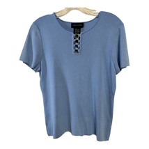 Cable &amp; Gauge Women’s Size L Blue Short Sleeve Top – Chain Link Accent - $347.90 MXN
