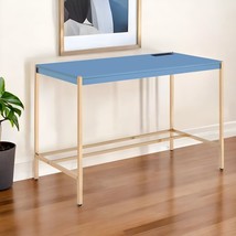 42 Inch Navy Blue and Gold Writing Desk - $3,817.86 MXN