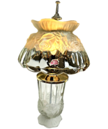 Clear Crystal Glass Boudoir Parlor Table Lamp Floral Design made in port... - $49.99
