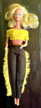 1980 VTG Western Barbie Outfit ONLY Brown Fringe Pants Yellow Crop Top No Doll - £8.00 GBP