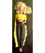 1980 VTG Western Barbie Outfit ONLY Brown Fringe Pants Yellow Crop Top N... - £7.81 GBP