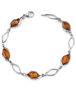 Sterling Silver Baltic Amber Marquise Bracelet - $179.74 CAD