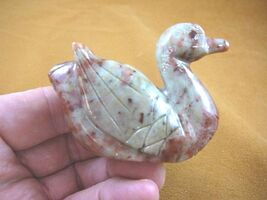(y-duc-400) gray red duckling Duck carving stone gemstone SOAPSTONE PERU... - $23.69