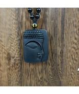 Buddha Necklace/Pendant Unisex Black Obsidian 12 inch Beaded Chain Unbra... - £9.73 GBP