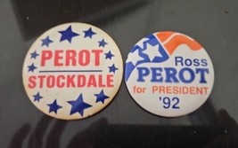 (2) Ross Perot &#39;92 Presidential Campaign Buttons - 2 1/2&quot; &amp; 2&quot; - £7.82 GBP
