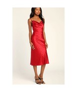 Lulus You&#39;re My Type Red Satin Jacquard Midi Slip Dress Size Small NEW - $79.32 CAD